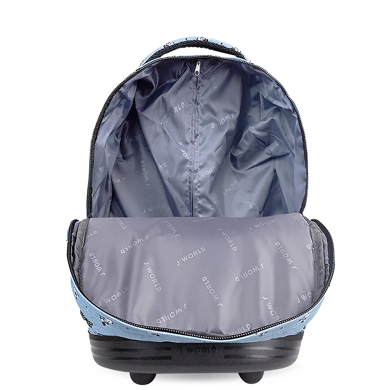 J World Sunrise Rolling Backpack (18 Inch) in Panda — interior view # color_Panda