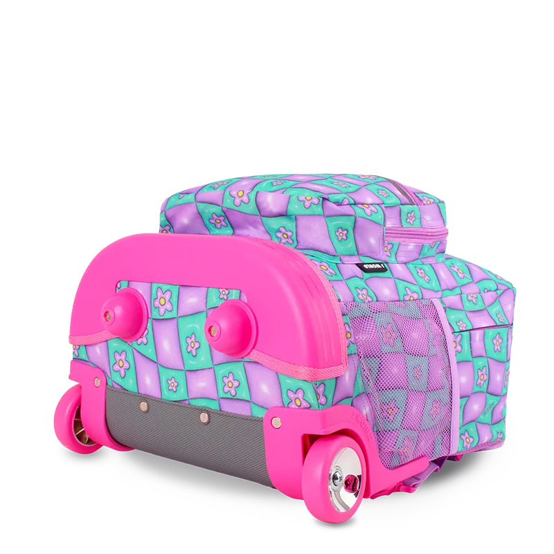 J World Sunrise Rolling Backpack (18 Inch) in Puffy Flower — angle view 3 # color_Puffy Flower