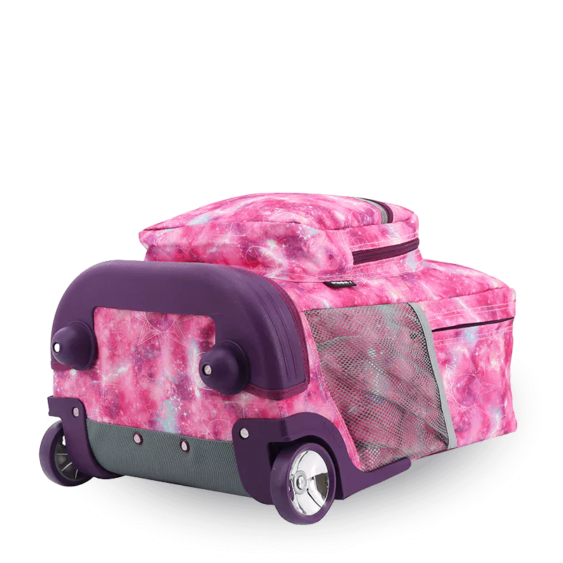 J World Sunrise Rolling Backpack (18 Inch) in Purple Galaxy — angle view 3 # color_Purple Galaxy