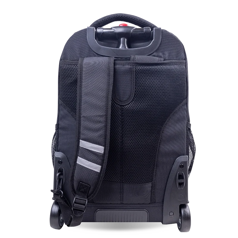 J World Sundance Laptop Rolling Backpack (20 Inch) in Black — back view # color_Black