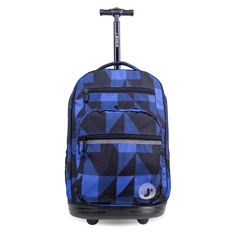 J World Sundance Laptop Rolling Backpack (20 Inch) in Block Navy — front view # color_Block Navy