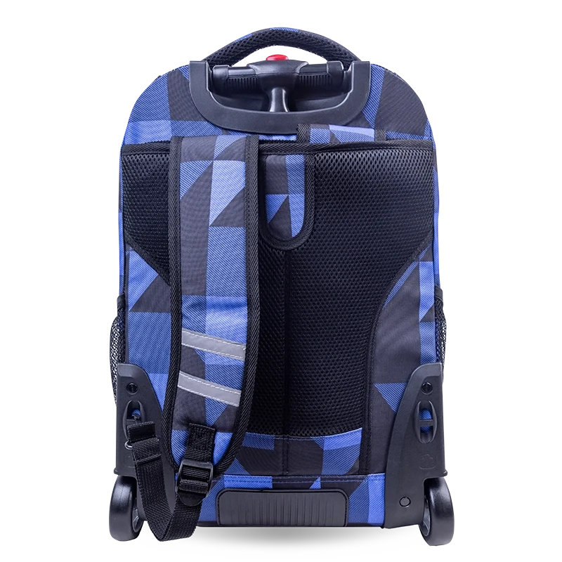 J World Sundance Laptop Rolling Backpack (20 Inch) in Block Navy — back view # color_Block Navy