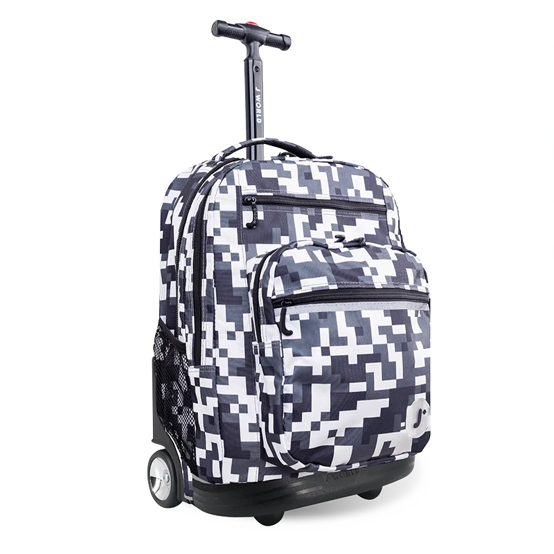 J World Sundance Laptop Rolling Backpack (20 Inch) in Camo — angle view 2 # color_Camo