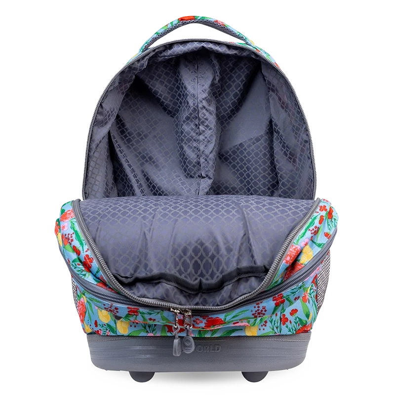 J World Sundance Laptop Rolling Backpack (20 Inch) in Flora — interior view 2 # color_Flora