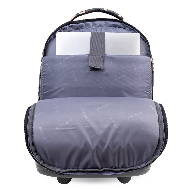 J World Sundance Laptop Rolling Backpack (20 Inch) in Green Camo — interior view # color_Green Camo