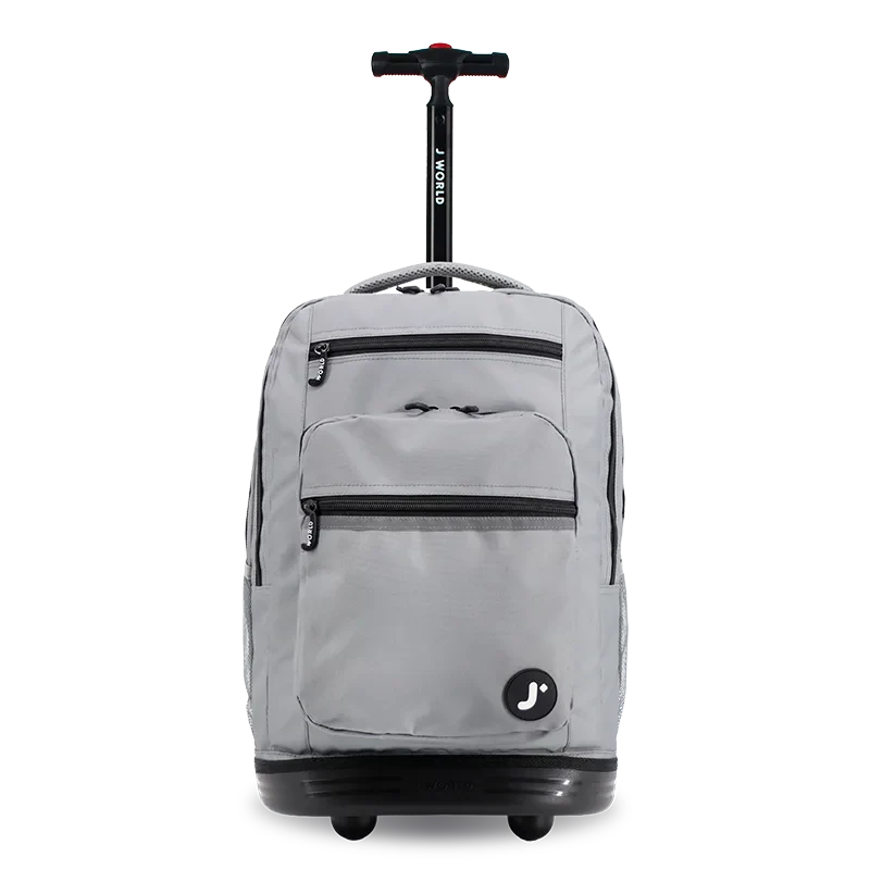J World Sundance Laptop Rolling Backpack (20 Inch) in Grey — front view # color_Grey