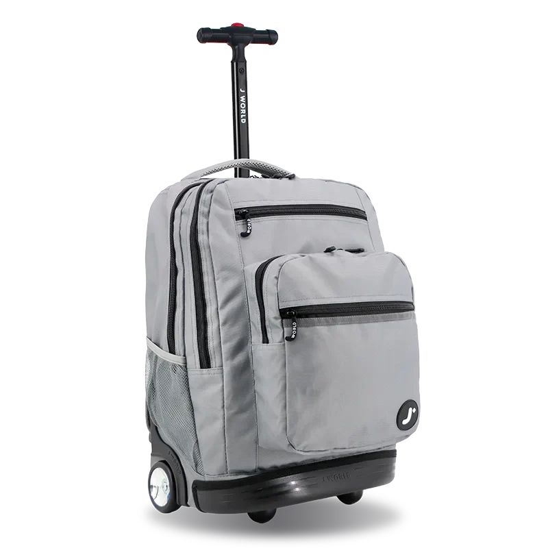 J World Sundance Laptop Rolling Backpack (20 Inch) in Grey — angle view 2 # color_Grey