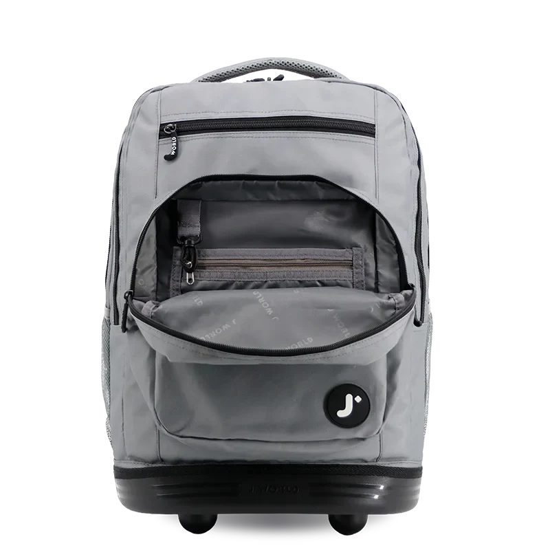 J World Sundance Laptop Rolling Backpack (20 Inch) in Grey — detail view # color_Grey