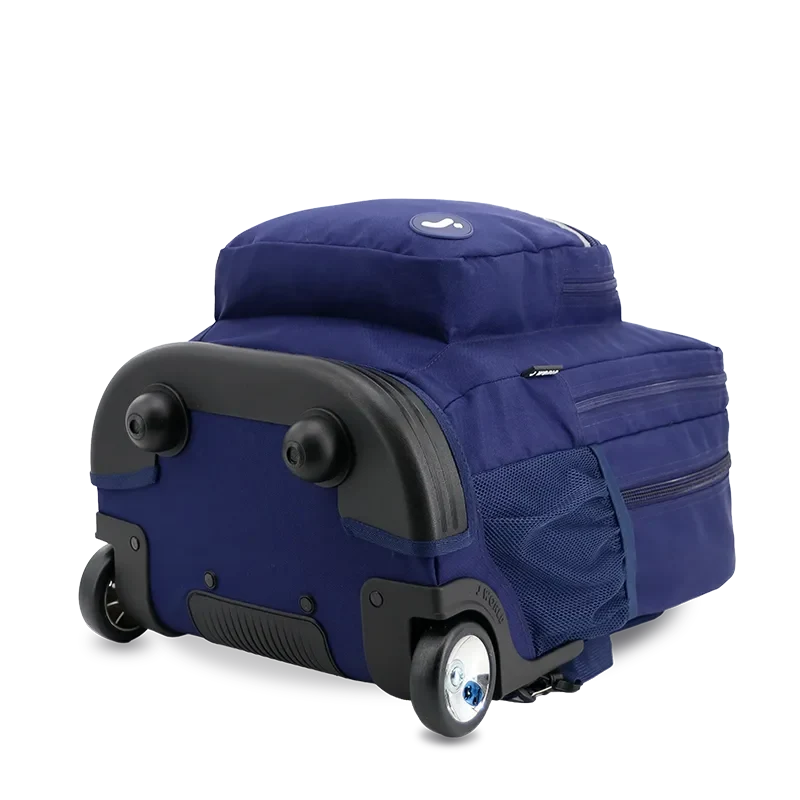 J World Sundance Laptop Rolling Backpack (20 Inch) in Navy — angle view 3 # color_Navy