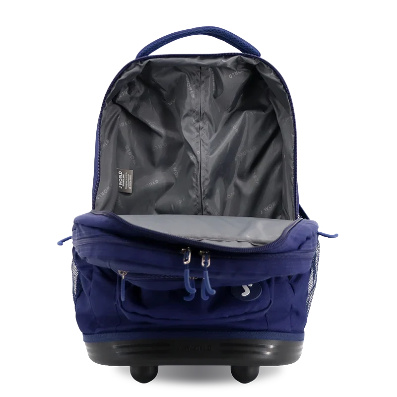 J World Sundance Laptop Rolling Backpack (20 Inch) in Navy — front view 2 # color_Navy