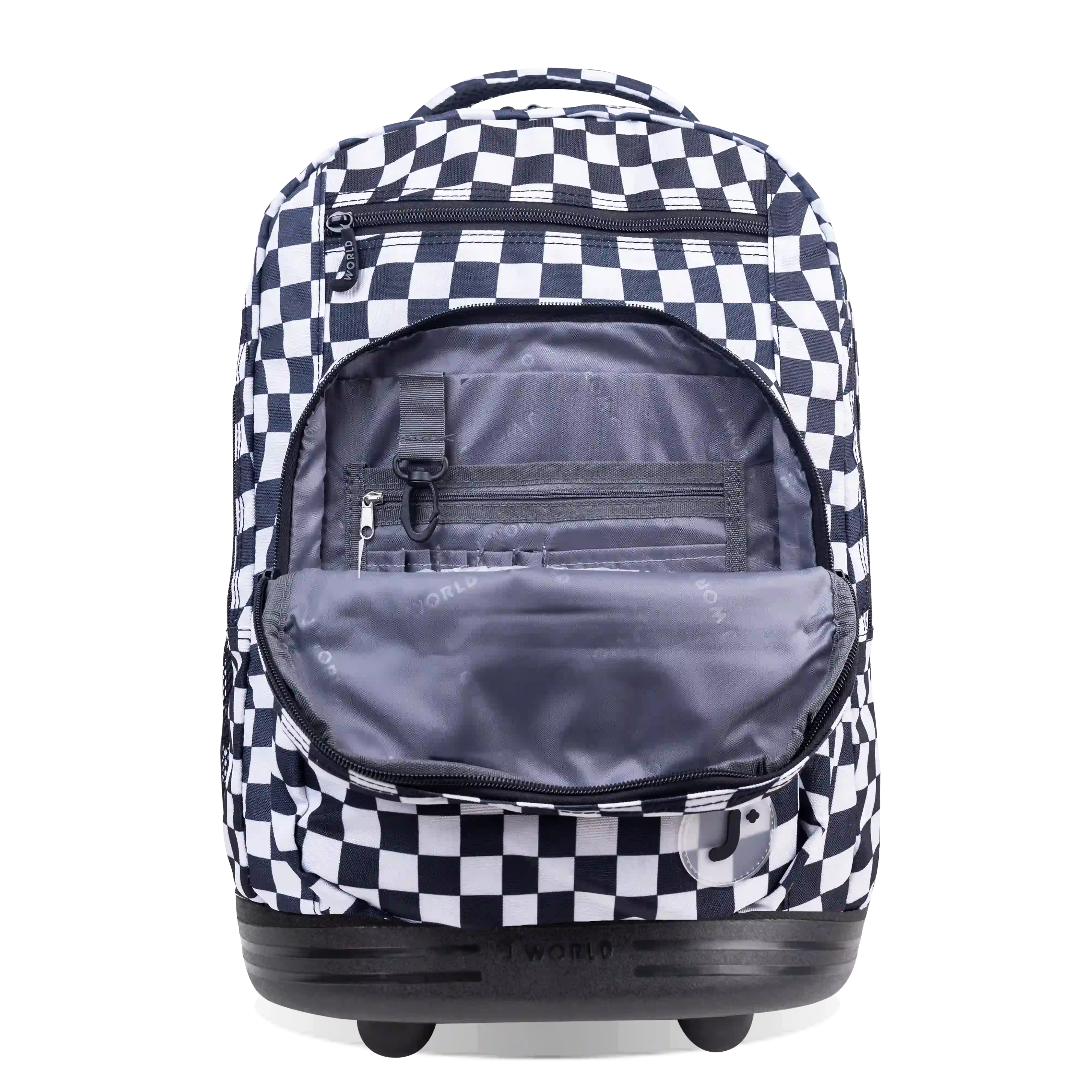 J World Sundance Laptop Rolling Backpack (20 Inch) in Wavy Checkers — detail view # color_Wavy Checkers