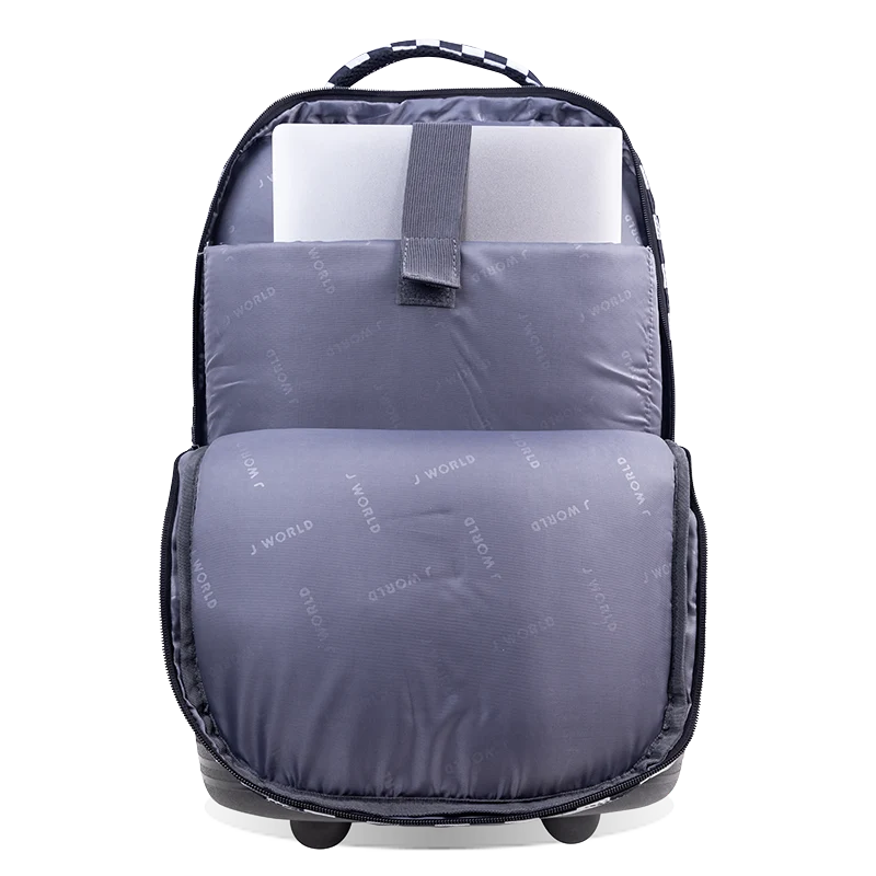 J World Sundance Laptop Rolling Backpack (20 Inch) in Wavy Checkers — interior view # color_Wavy Checkers