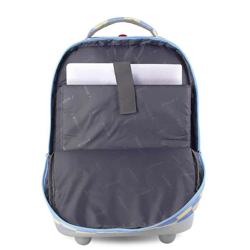 J World Sundance Laptop Rolling Backpack (20 Inch) in Wiggle Blue — interior view # color_Wiggle Blue