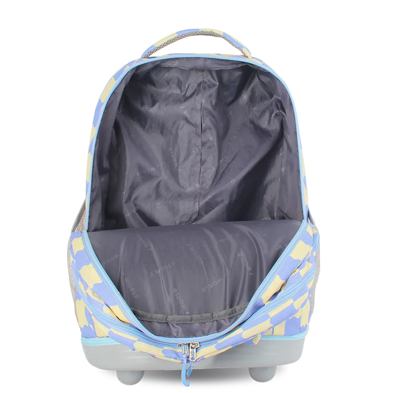 J World Sundance Laptop Rolling Backpack (20 Inch) in Wiggle Blue — front view 2 # color_Wiggle Blue