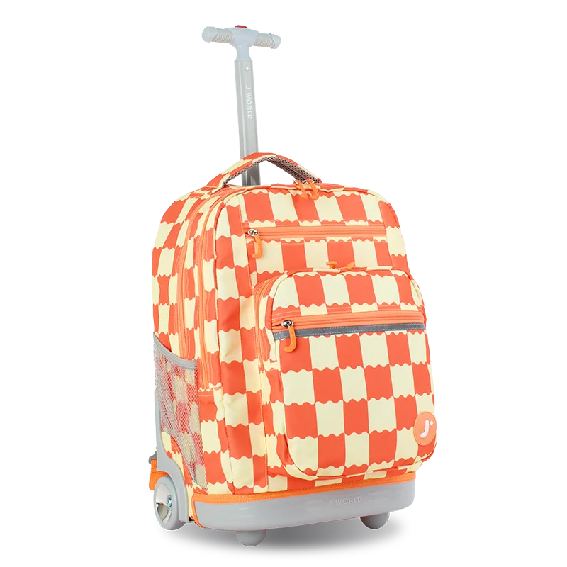 J World Sundance Laptop Rolling Backpack (20 Inch) in Wiggle Coral — angle view 2 # color_Wiggle Coral