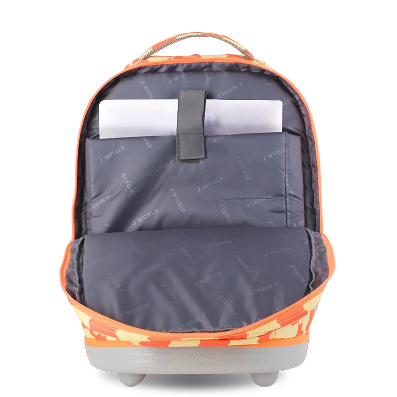 J World Sundance Laptop Rolling Backpack (20 Inch) in Wiggle Coral — interior view # color_Wiggle Coral