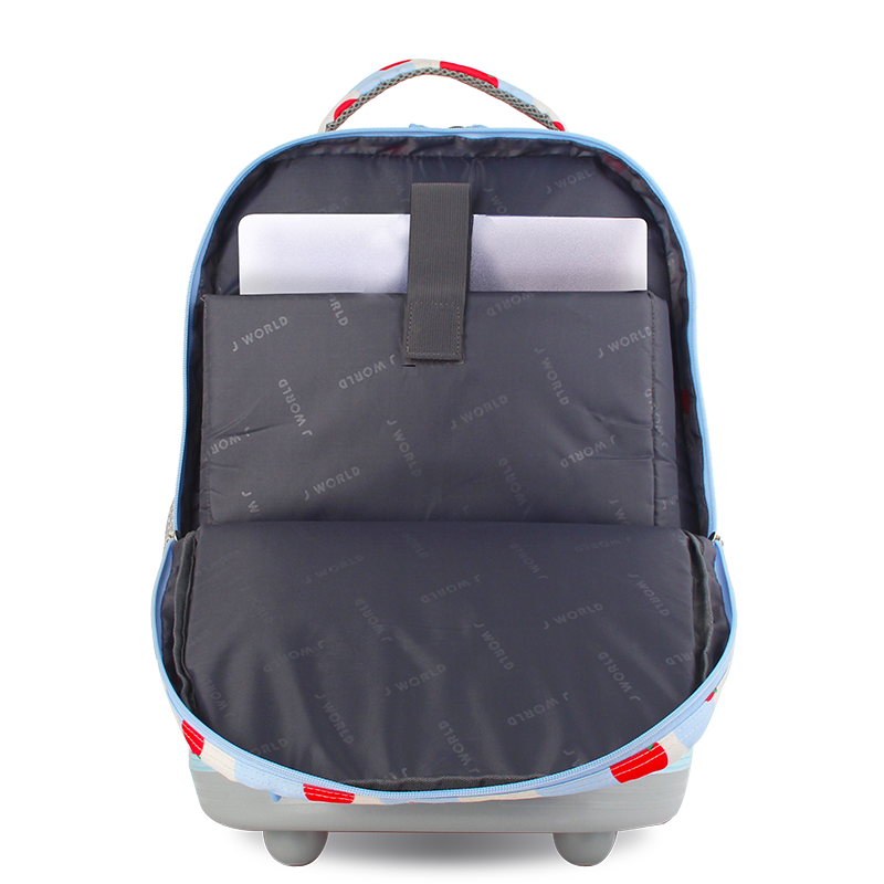 J World Sundance Laptop Rolling Backpack (20 Inch) in Floating Apple — interior view # color_Floating Apple