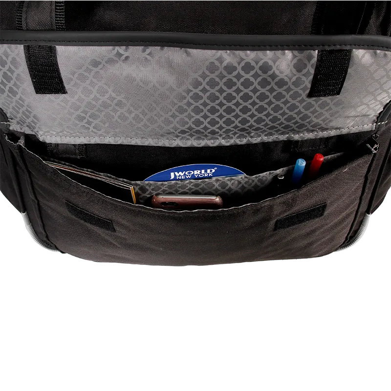 J World Donna Rolling Duffel Bag in Black — detail view # color_Black