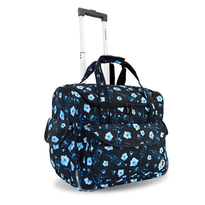 J World Donna Rolling Duffel Bag in Night Bloom — angle view 2 # color_Night Bloom