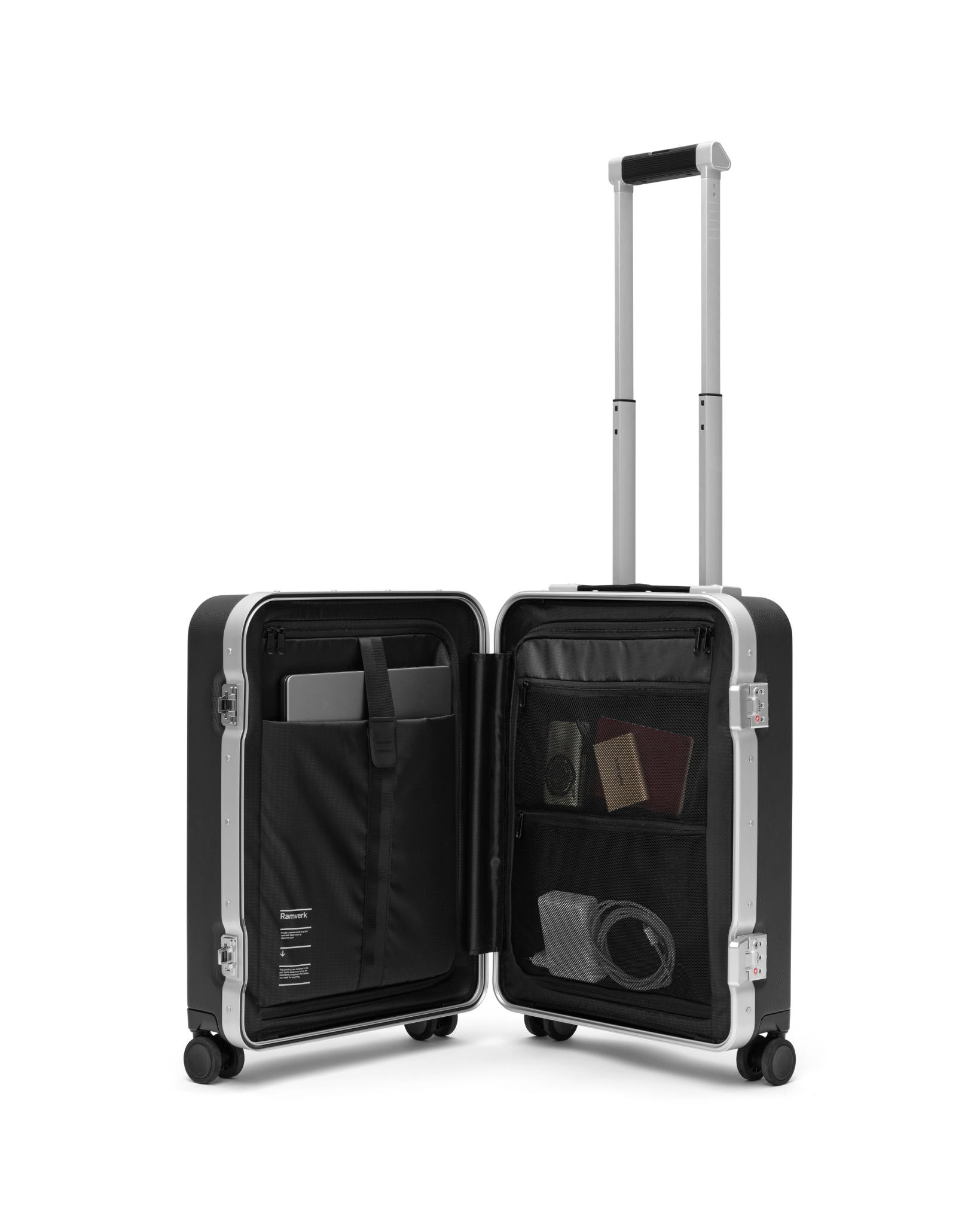 Db Journey Ramverk Pro Carry-on in Silver — packed view 2 # color_Silver