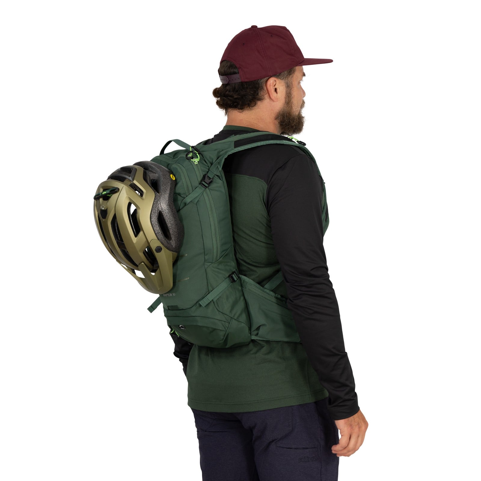 Osprey Raptor 10 Bike Hydration Pack 10L in Tundra Green — detail view