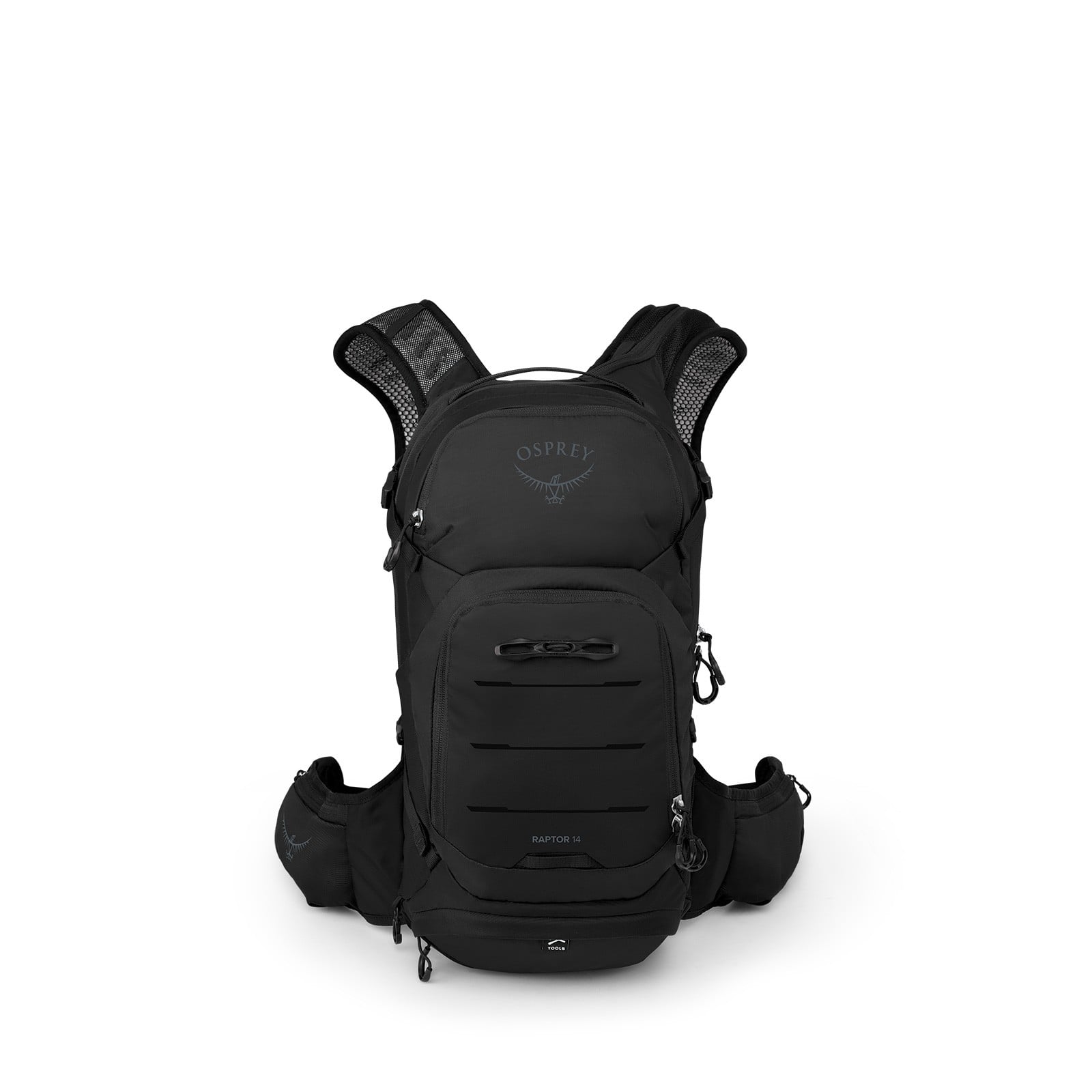 Osprey Raptor 14 Extended Fit Bike Hydration Pack 14L in Black — front view