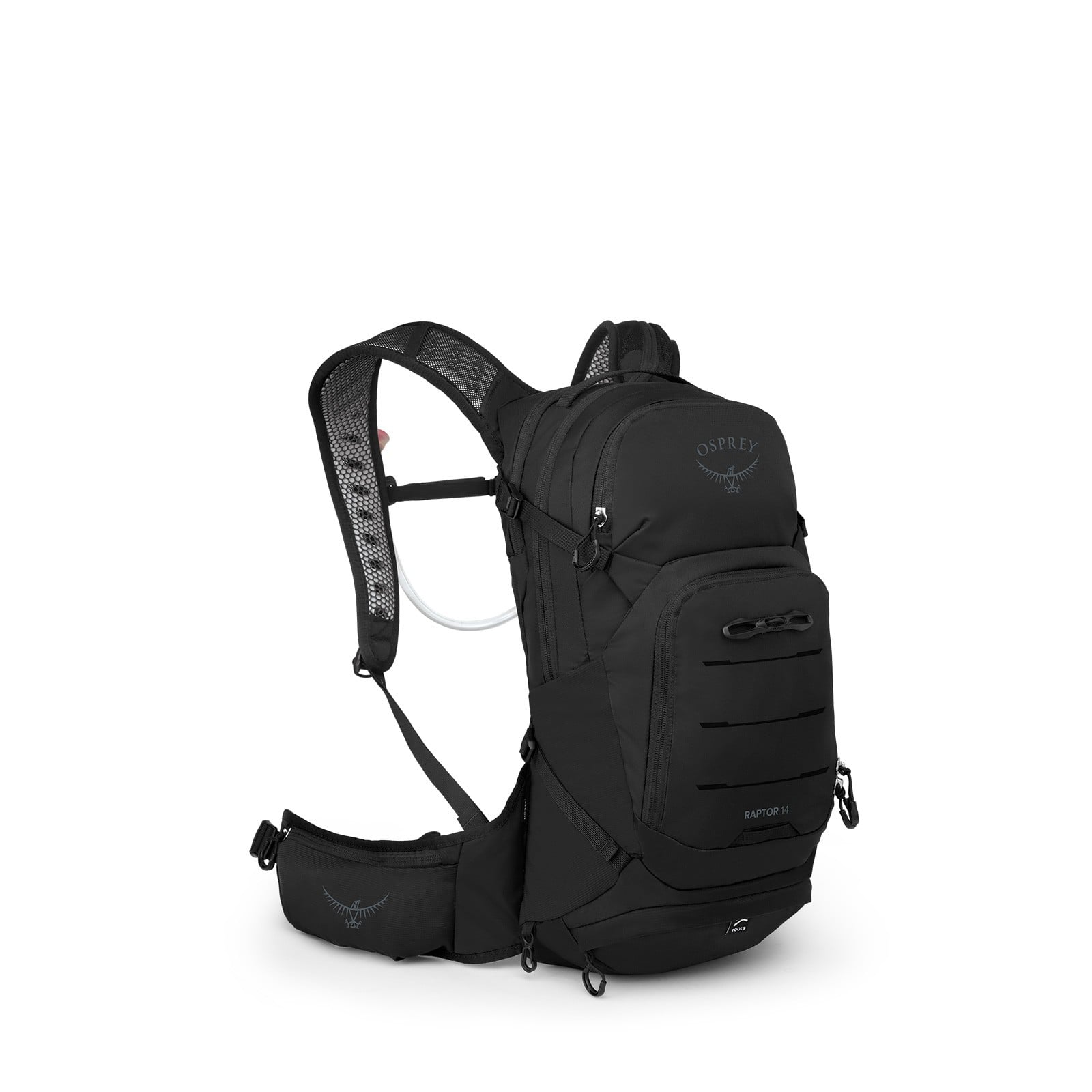 Osprey Raptor 14 Extended Fit Bike Hydration Pack 14L in Black — angle view 2