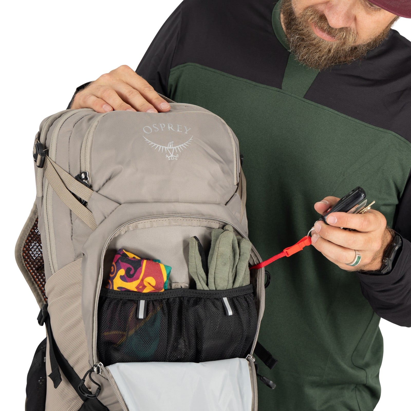 Osprey Raptor 14 Bike Hydration Pack 14L in Pediment Grey — detail view 5