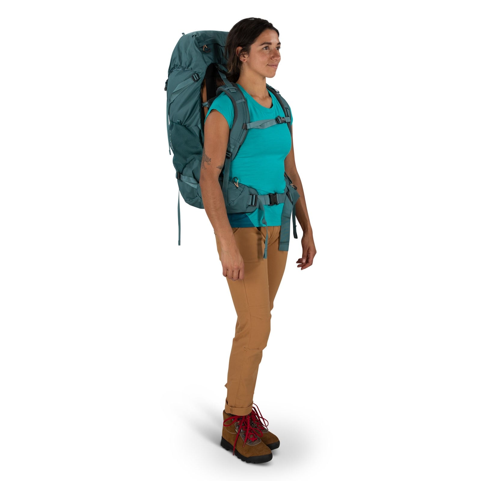 Osprey Renn 50 Women's Backpacking Pack 50L in Cascade Blue/Melon Orange — lifestyle
