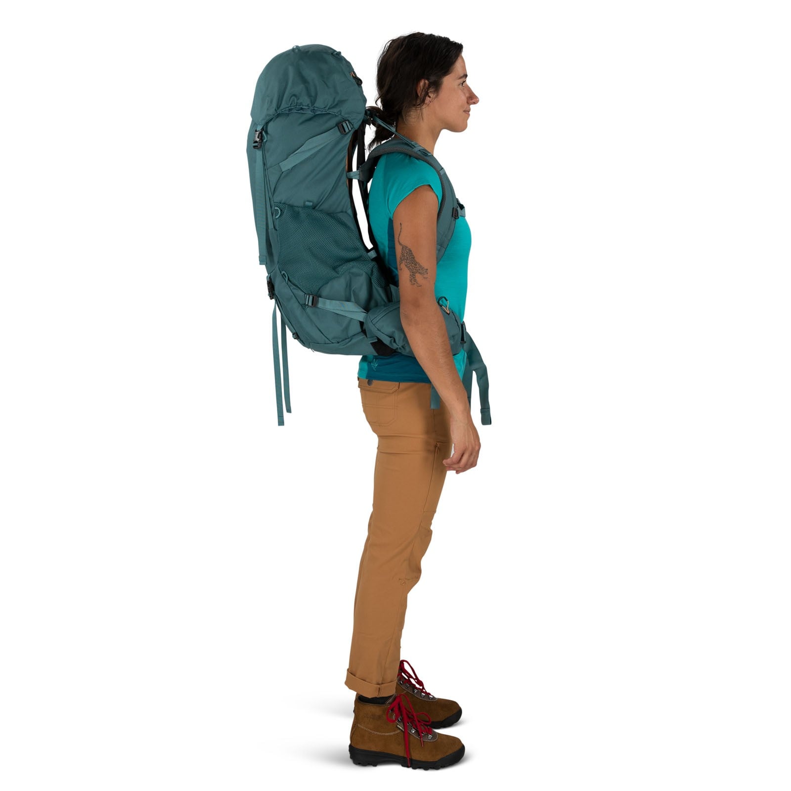 Osprey Renn 50 Women's Backpacking Pack 50L in Cascade Blue/Melon Orange — lifestyle 2