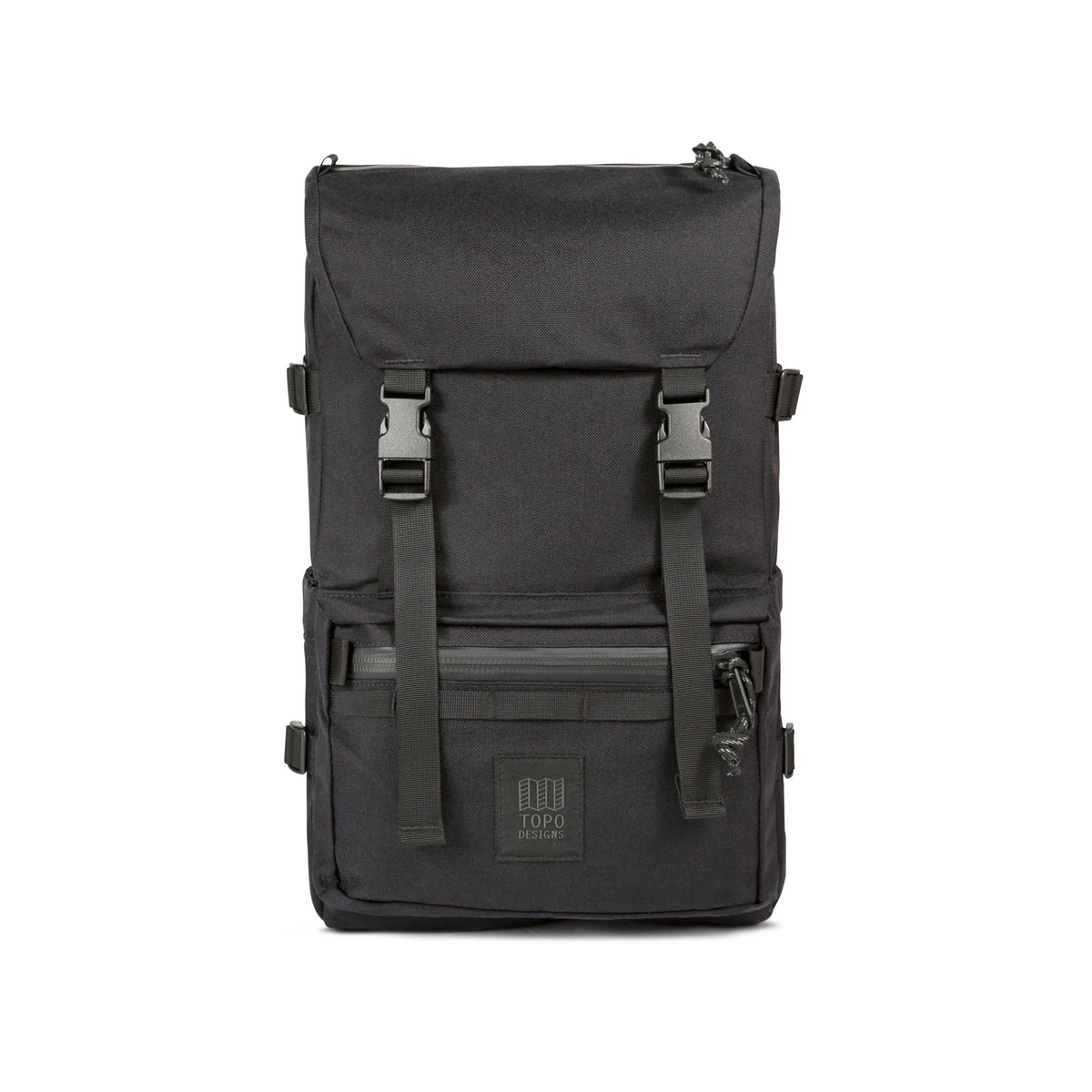 Topo Designs Rover Pack Tech in Black — front view # color_Black