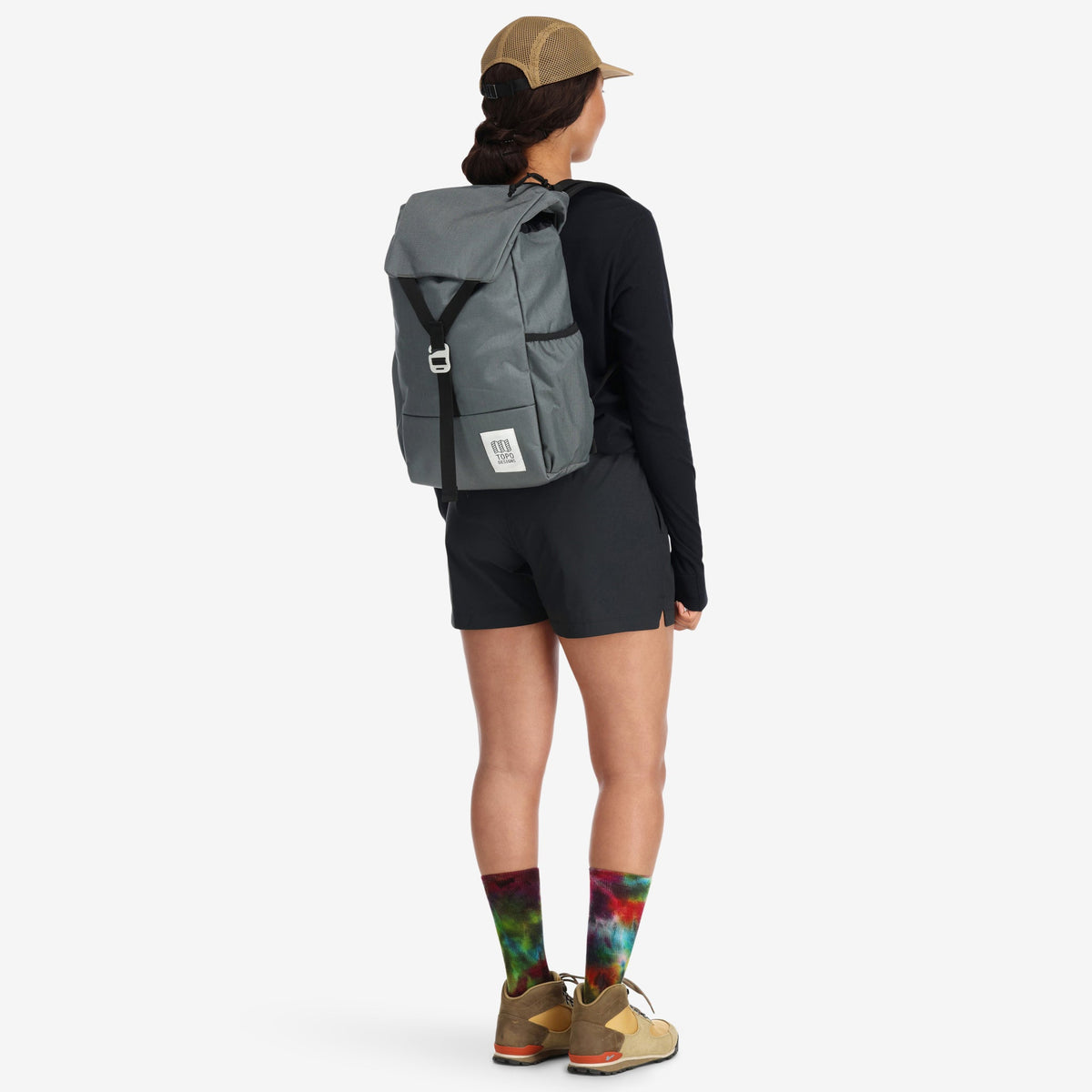 Topo Designs Y-Pack Backpack in Charcoal Charcoal — lifestyle