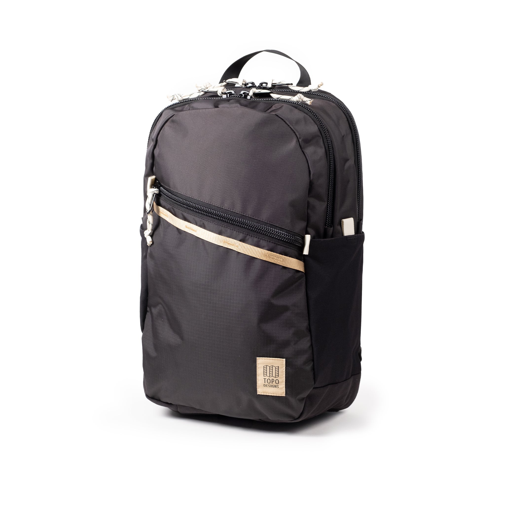 Topo Designs Commuter Backpack in Black Neutral — angle view 2 # color_Black Neutral