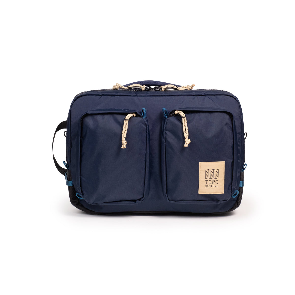 Topo Designs Global Briefcase in Navy Sahara — front view # color_Navy Sahara