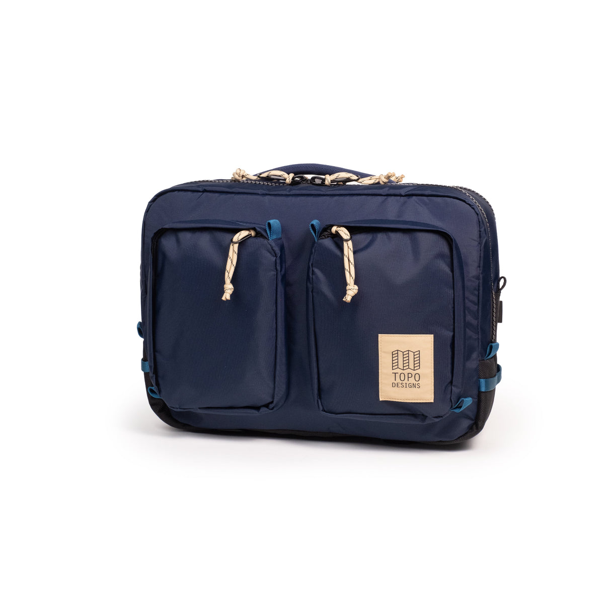 Topo Designs Global Briefcase in Navy Sahara — angle view 2 # color_Navy Sahara