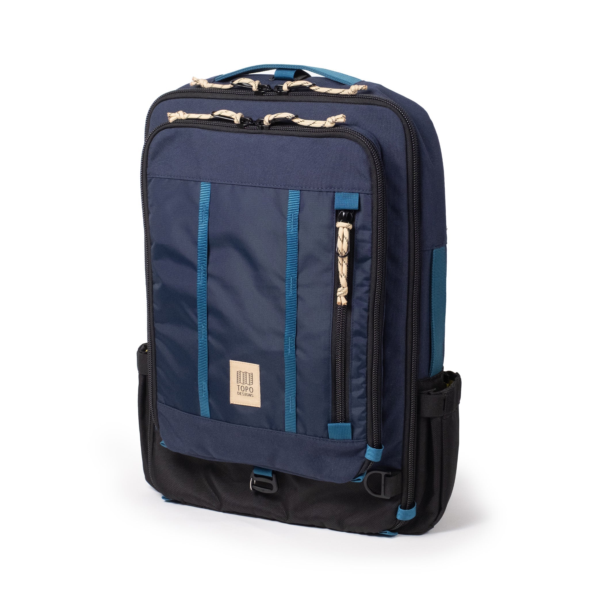 Topo Designs Global Travel Bag 30L in Navy Sahara — angle view 2 # color_Navy Sahara