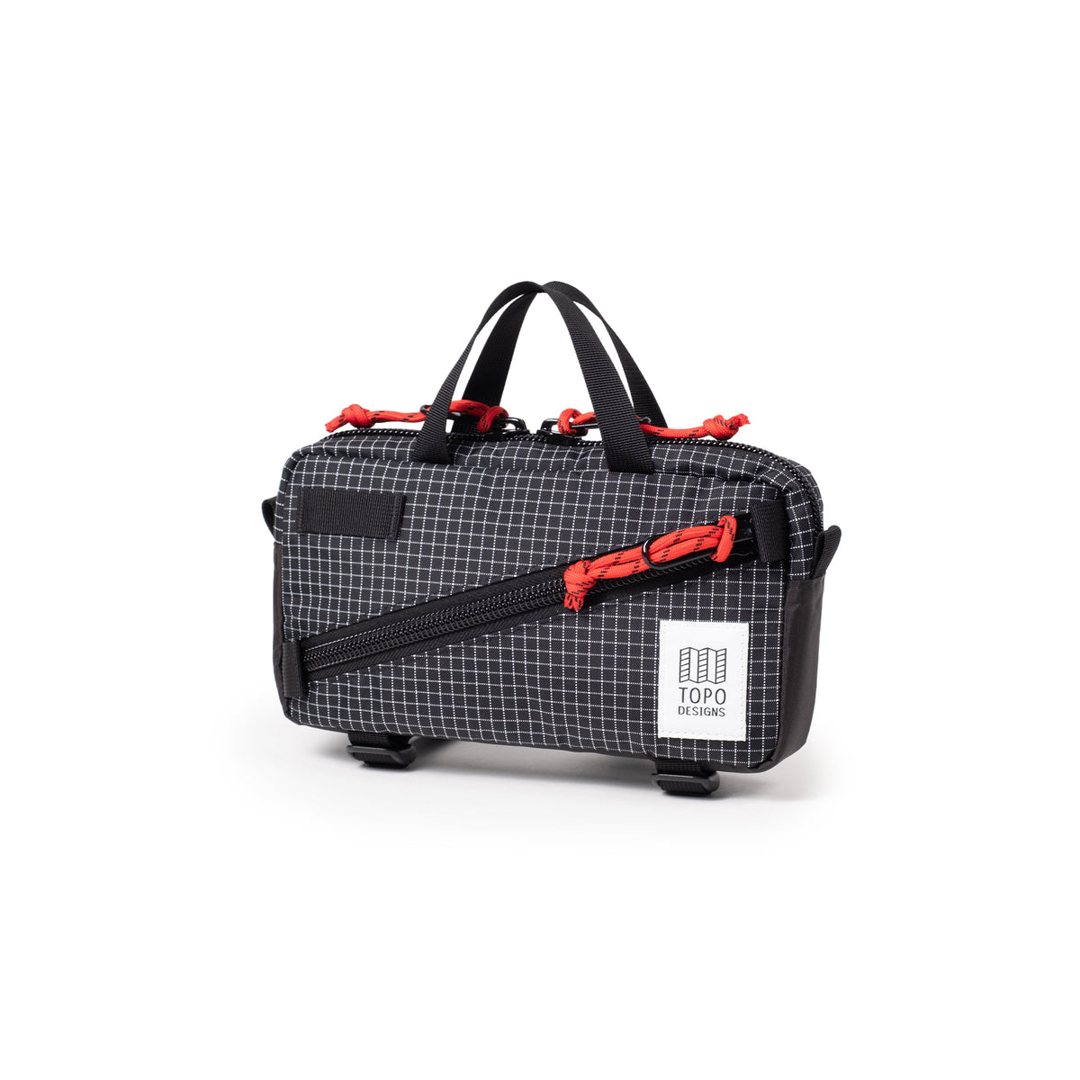Topo Designs Mini Quick Pack Shoulder / Waist / Sling Bag in Black Grid — angle view 2