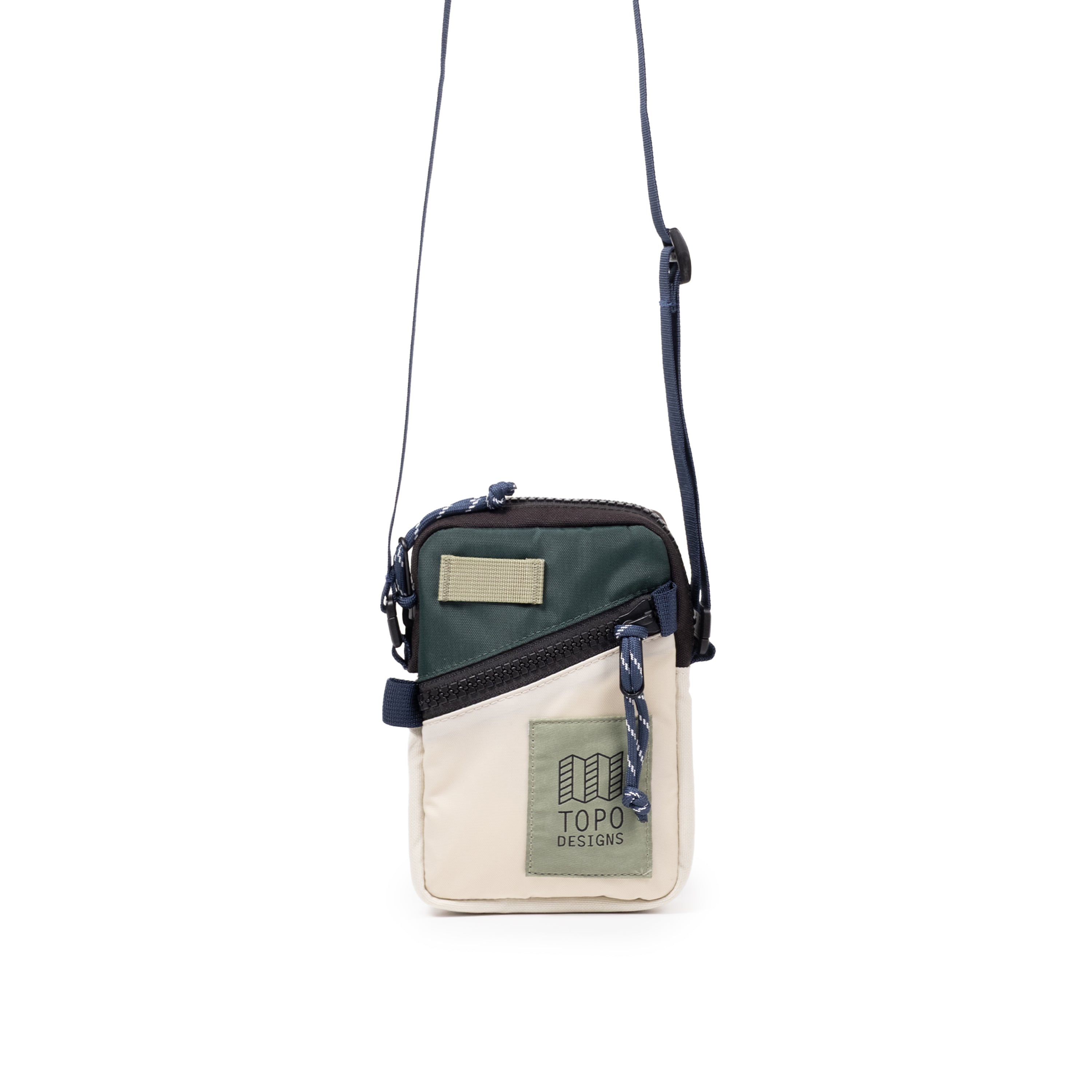 Topo Designs Mini Shoulder Bag in Forest Bone White — angle view 2 # color_Forest Bone White