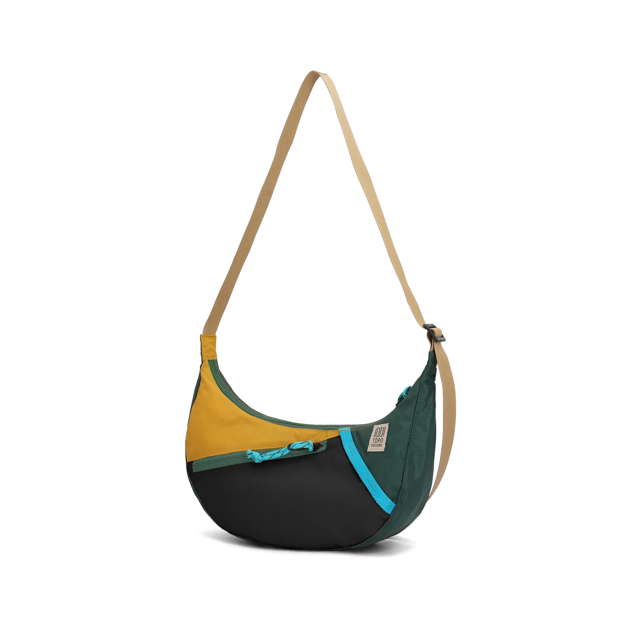 Topo Designs Moonlight Crossbody Bag in Mustard Forest — angle view 2 # color_Mustard Forest