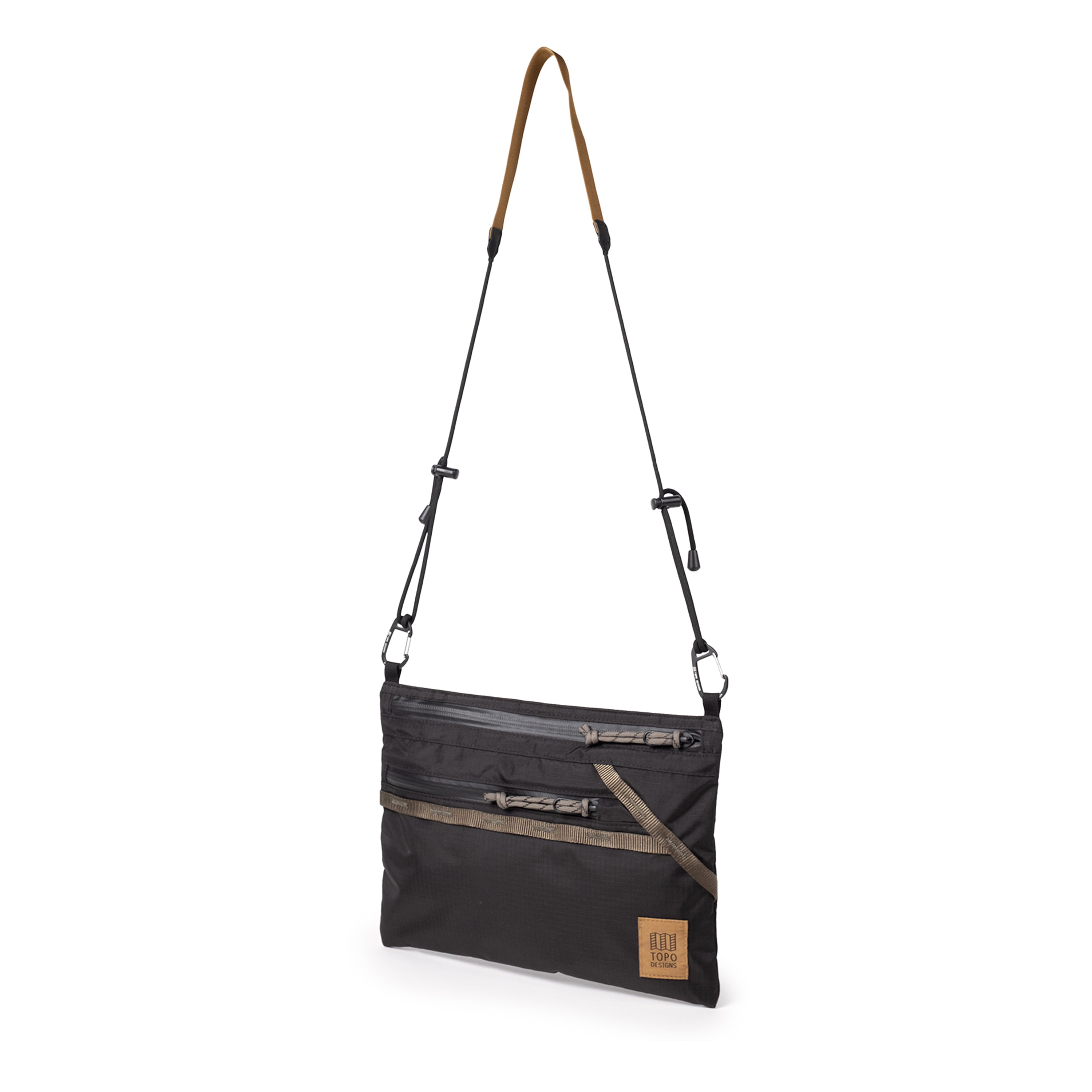 Topo Designs Mountain Accessory Shoulder Bag in Black Neutral — front view # color_Black Neutral