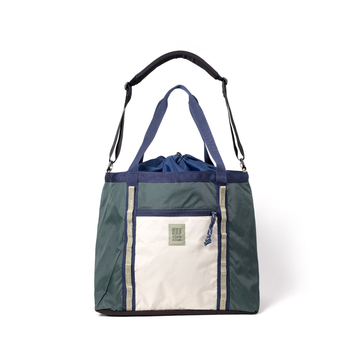 Topo Designs Mountain Utility Tote in Forest Bone White — front view # color_Forest Bone White