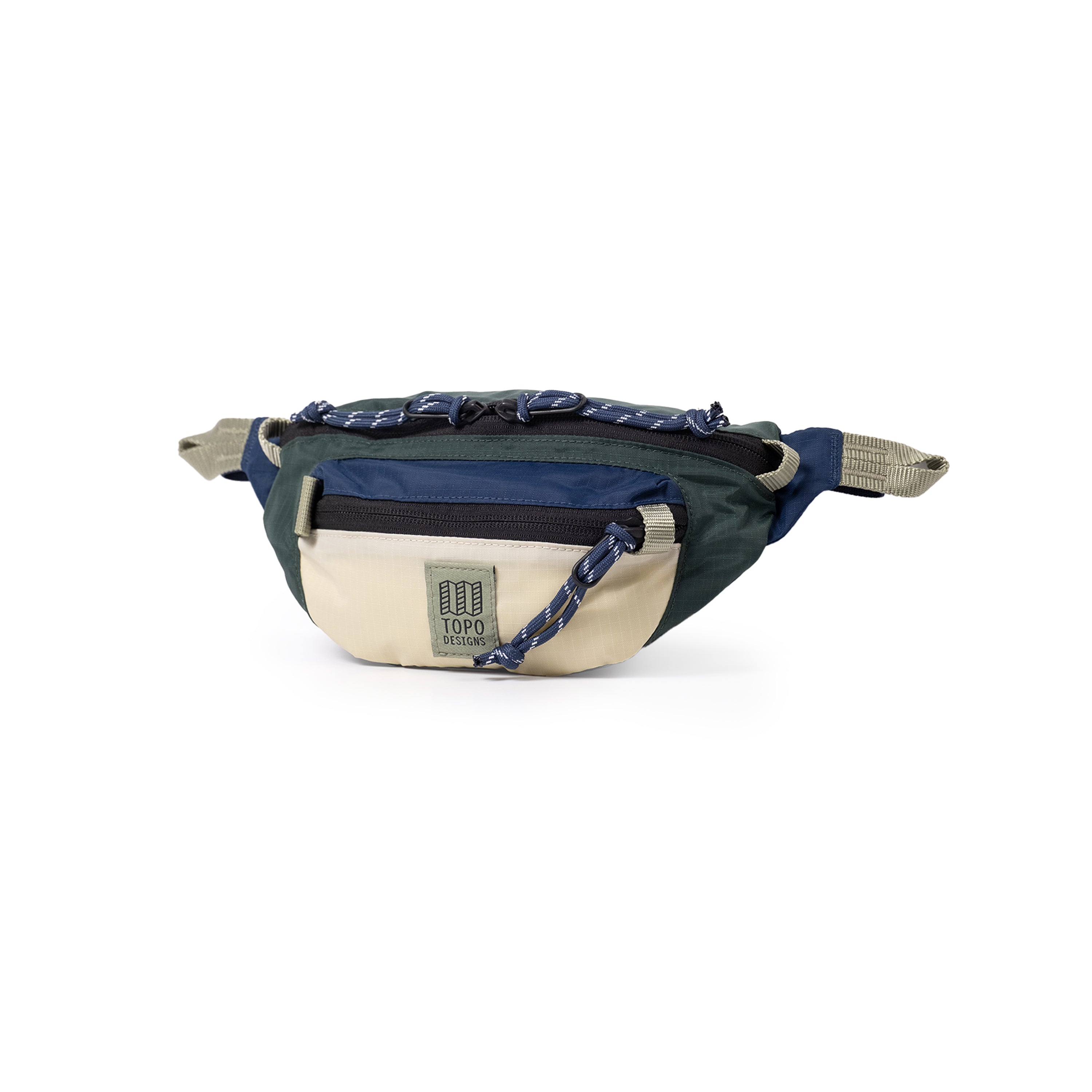 Topo Designs Mountain Waist Pack in Forest Bone White — angle view 2 # color_Forest Bone White