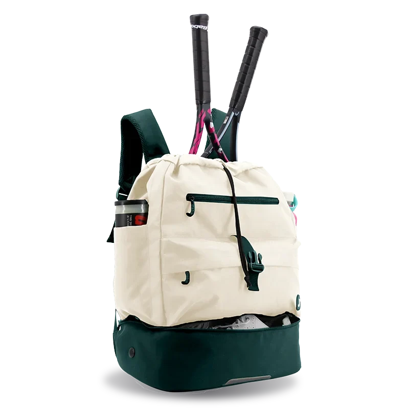 J World Ace Racket Sports Backpack for Tennis & Pickleball in Green — interior view # color_Green