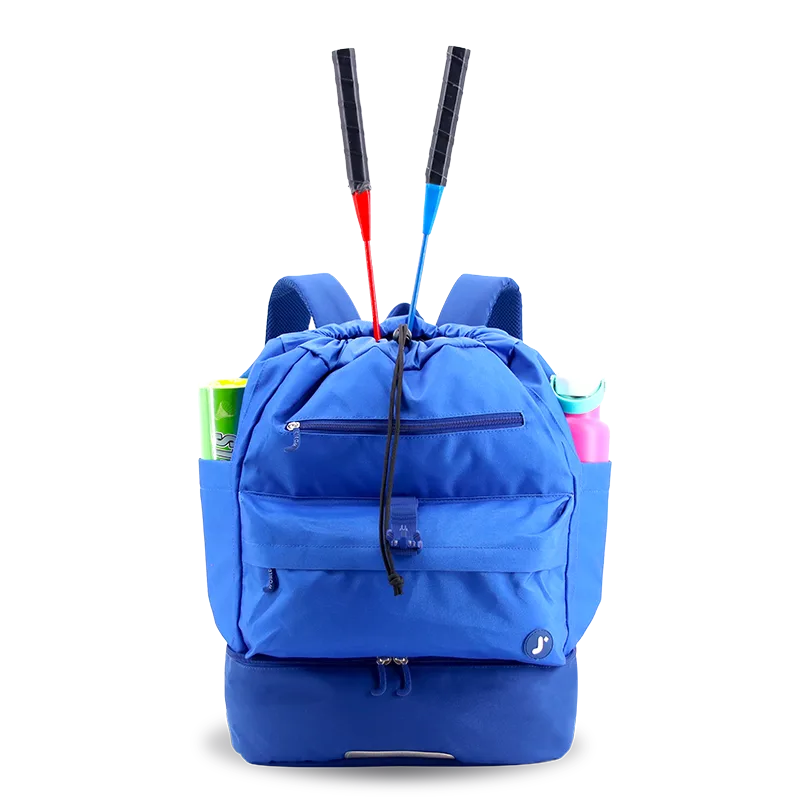 J World Ace Racket Sports Backpack for Tennis & Pickleball in Navy — front view 2 # color_Navy