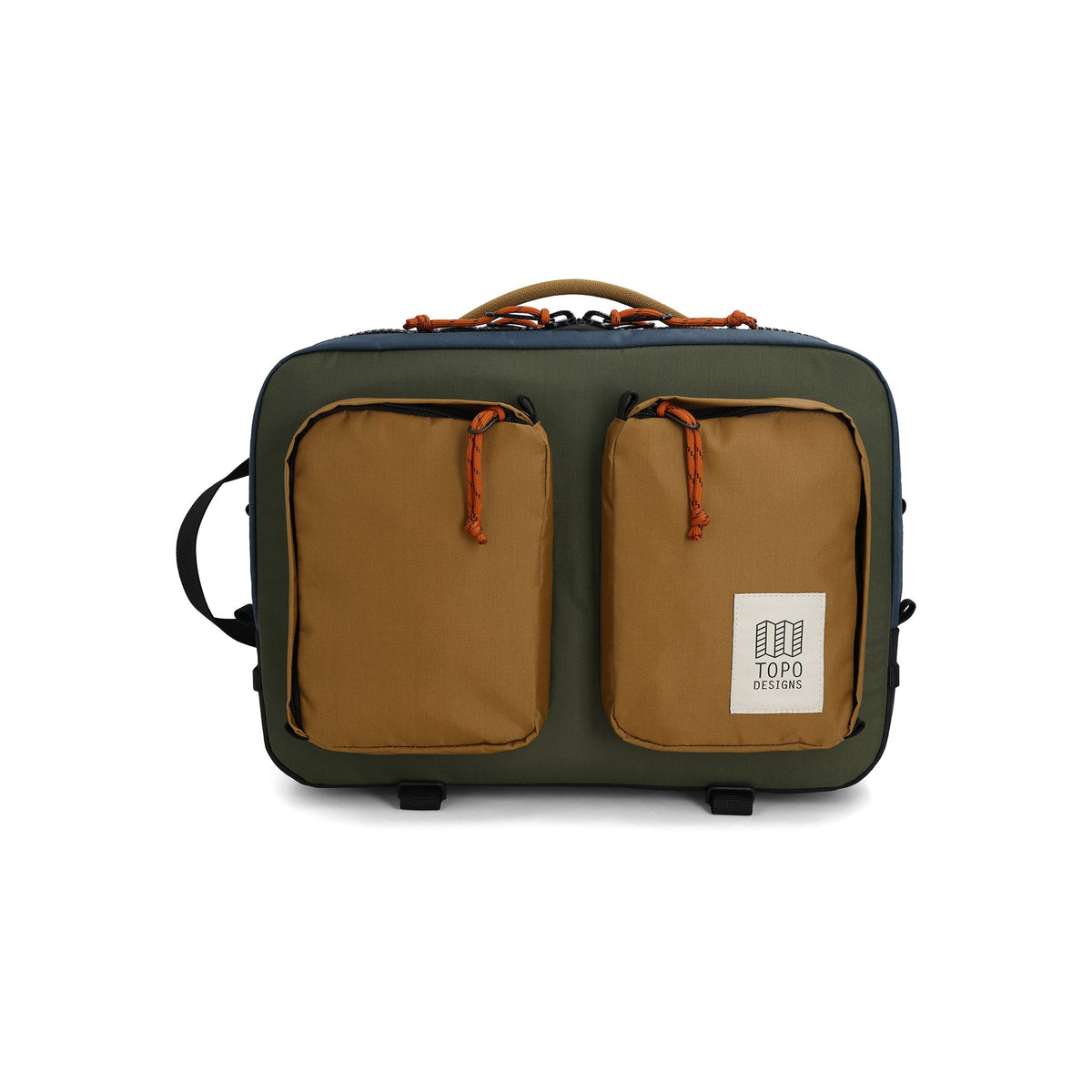 Topo Designs Global Briefcase in Olive Dark Khaki — front view # color_Olive Dark Khaki