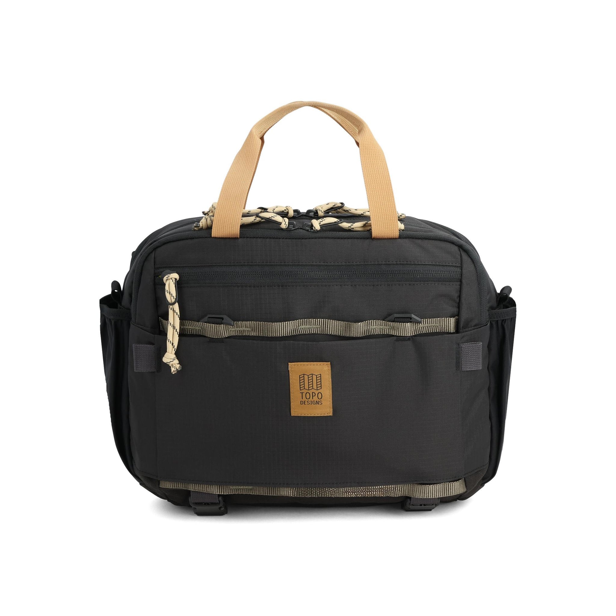 Topo Designs Mountain Cross Bag in Black Neutral — angle view 2 # color_Black Neutral