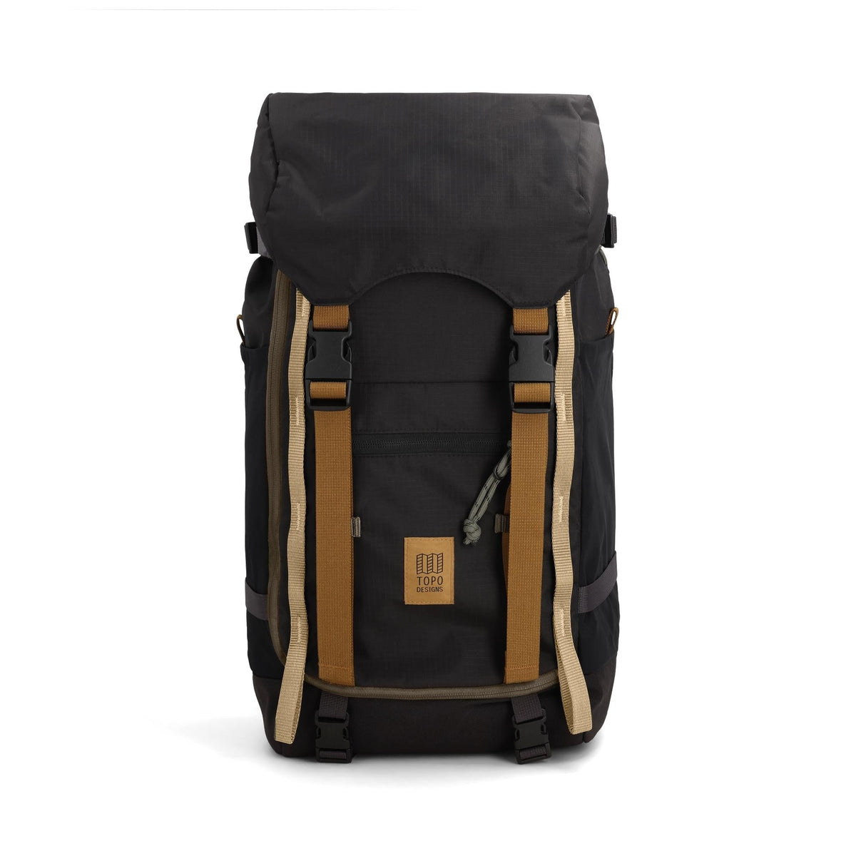 Topo Designs Rover Trail Pack in Black Neutral — front view # color_Black Neutral