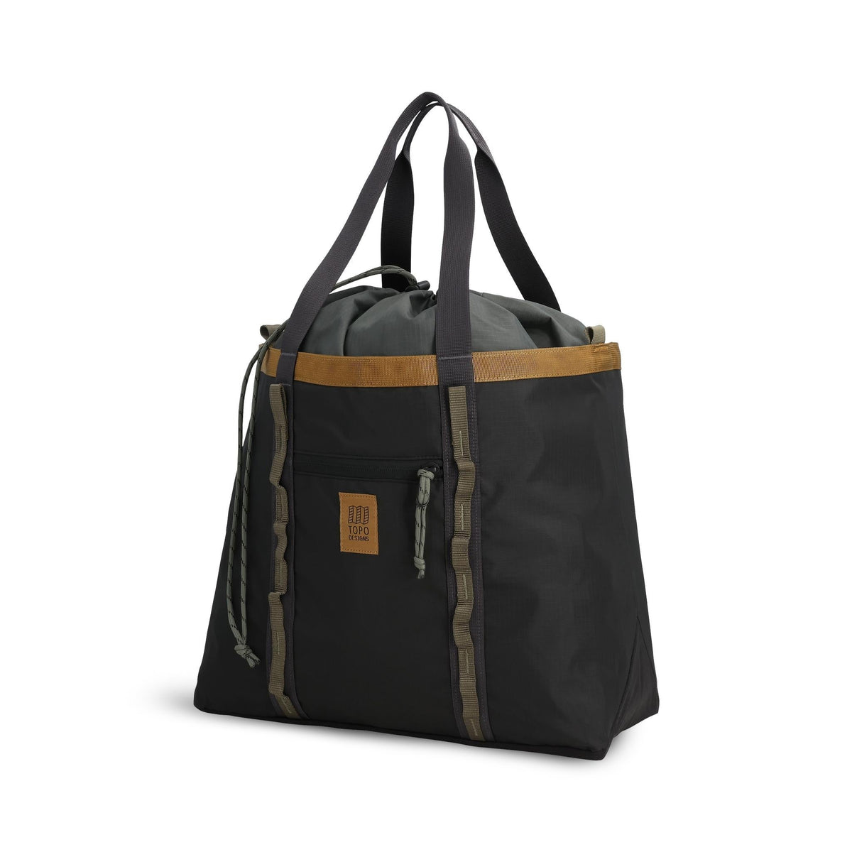 Topo Designs Mountain Utility Tote in Black Neutral — angle view 2 # color_Black Neutral