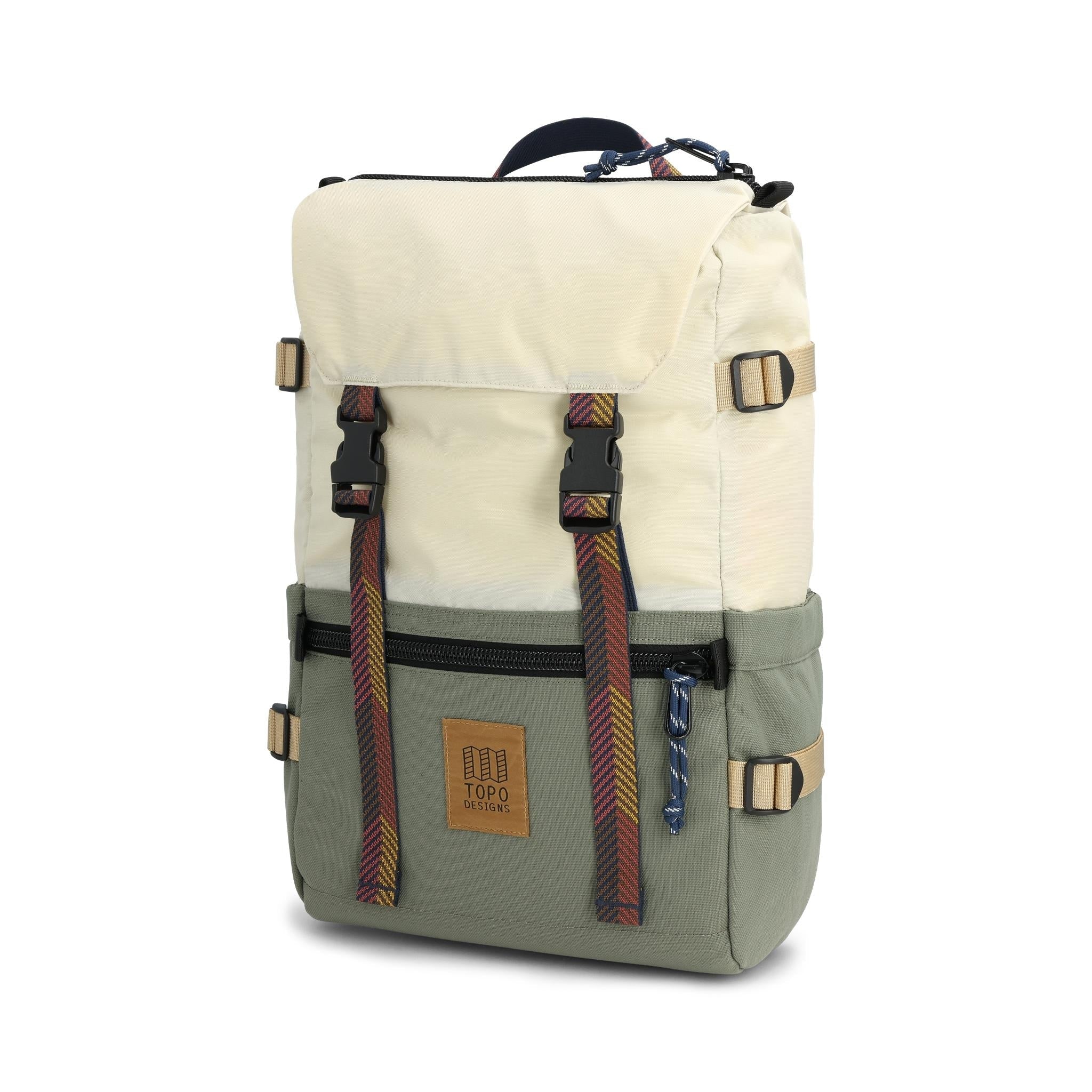 Topo Designs Rover Pack Classic in Bone White Beetle — front view # color_Bone White Beetle
