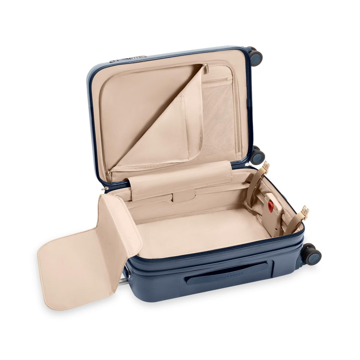 Briggs & Riley Sympatico Global 21" Carry-On Expandable Spinner in Navy — interior view